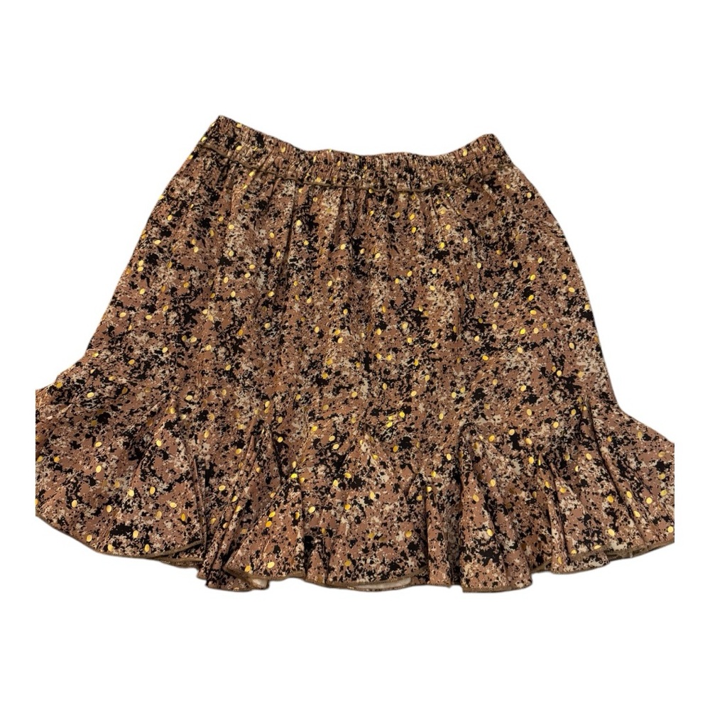 Tan / White / Black Print Skirt